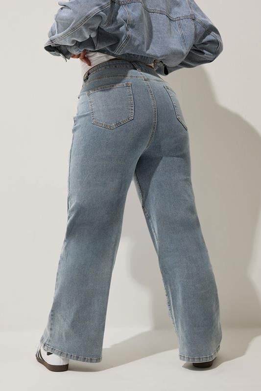 Evans LIMITED COLLECTION Curve Blue Denim Palm Tree Embroidered Jeans