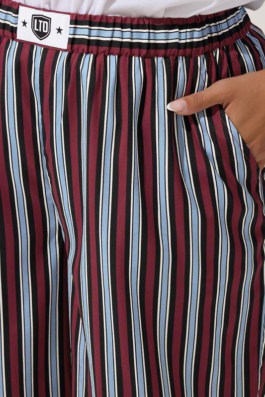 Evans LIMITED COLLECTION Curve Blue Stripe Boxer Waist Trousers