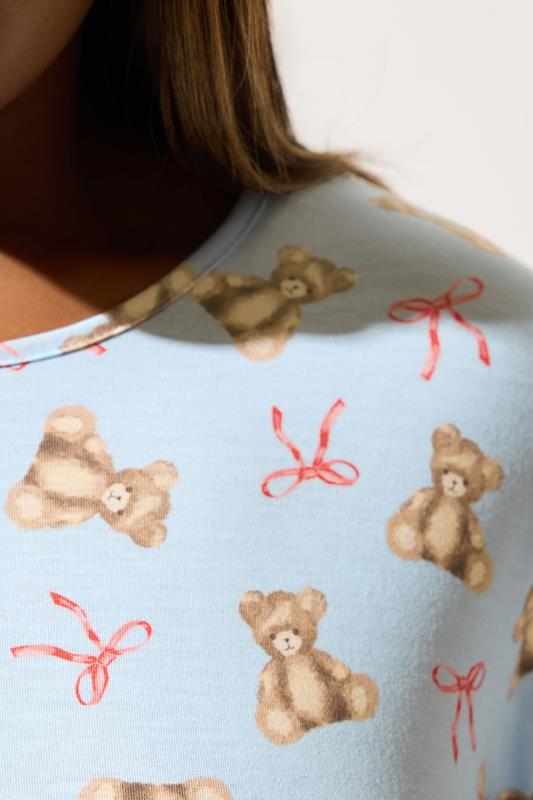Evans LIMITED COLLECTION Curve Blue Teddy Bear Bow Short Pyjama Set