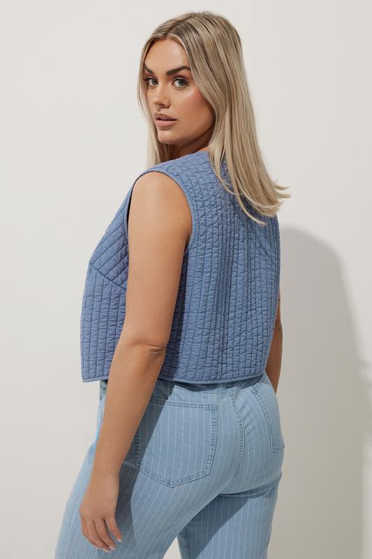 Evans LIMITED COLLECTION Curve Blue Washed Quilted Waistcoat