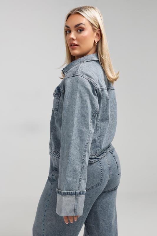Evans LIMITED COLLECTION Curve Blue Washed Turn Up Denim Jacket