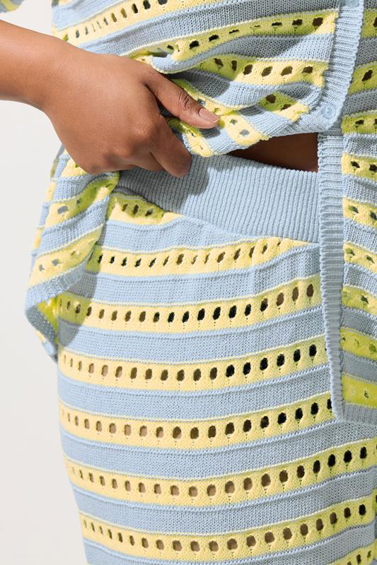 Evans LIMITED COLLECTION Curve Blue & Yellow Stripe Crochet Wide Leg Trousers