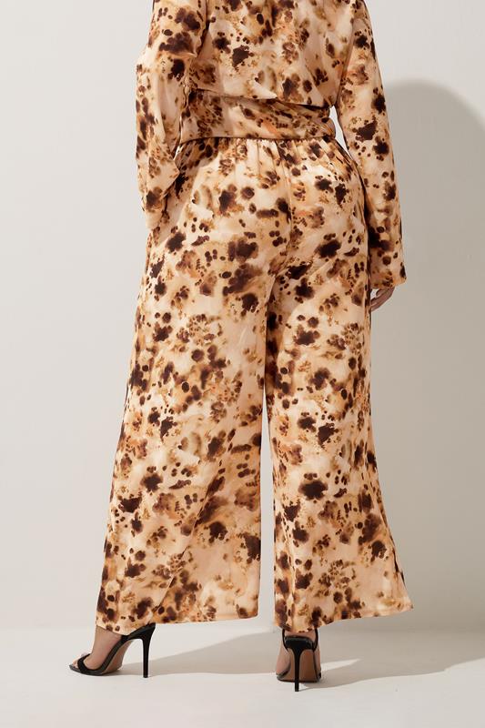 Evans LIMITED COLLECTION Curve Brown Abstract Animal Print Wide Leg Trousers