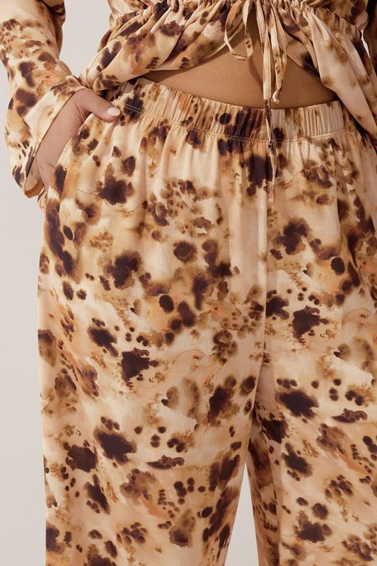 Evans LIMITED COLLECTION Curve Brown Abstract Animal Print Wide Leg Trousers