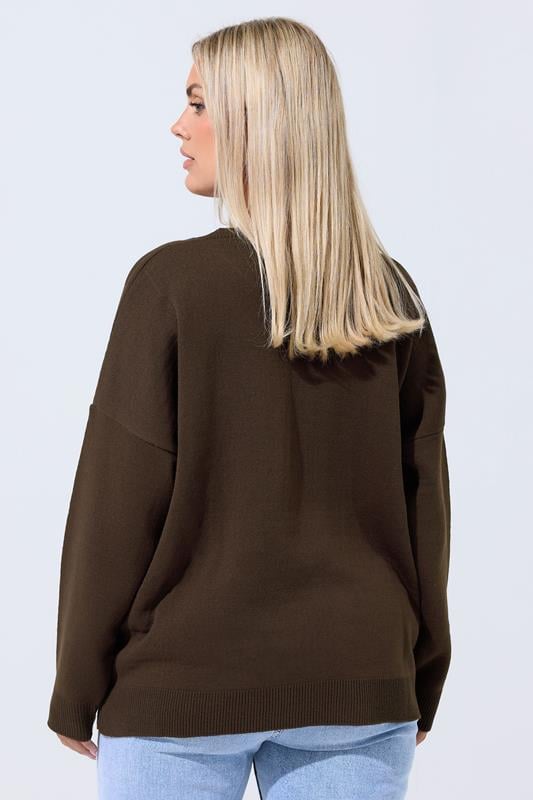 Evans LIMITED COLLECTION Curve Brown Cowboy Boot Knitted Jumper