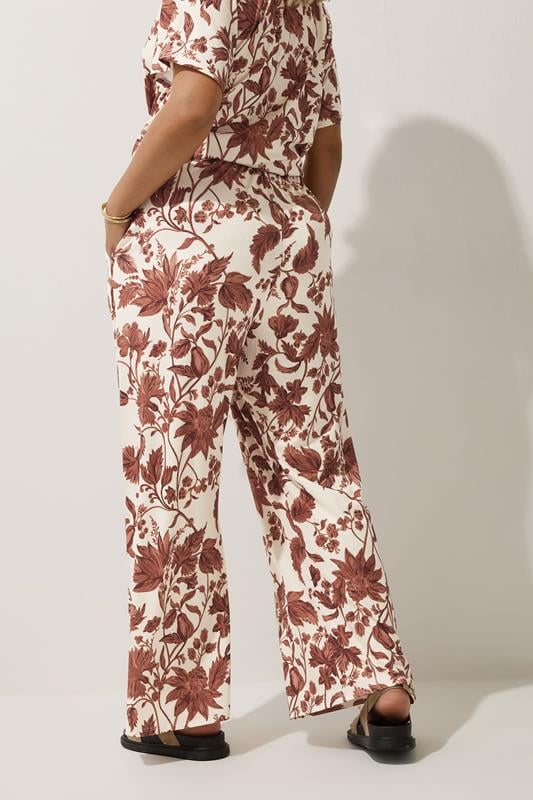 Evans LIMITED COLLECTION Curve Brown Floral Wide Leg Trousers