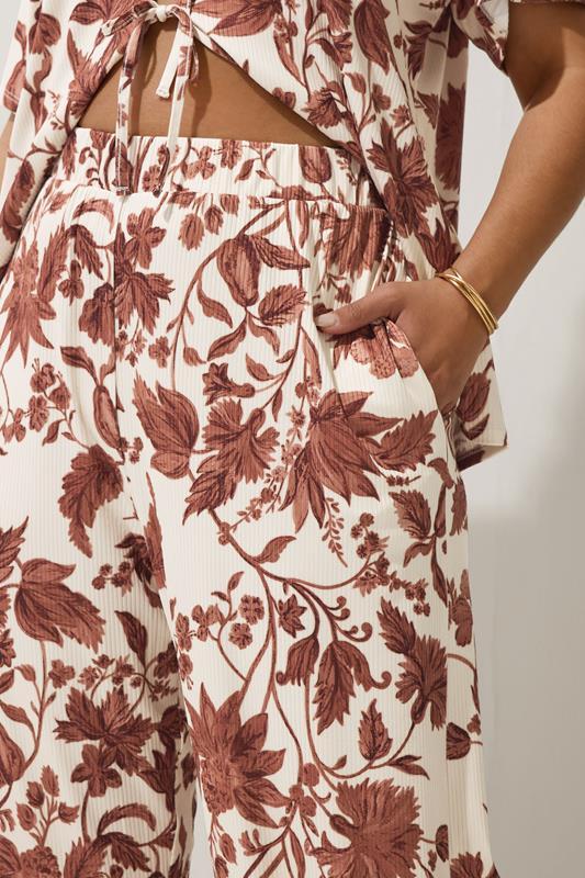 Evans LIMITED COLLECTION Curve Brown Floral Wide Leg Trousers