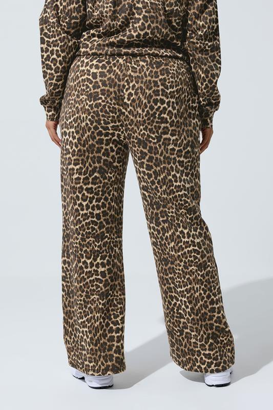 Evans LIMITED COLLECTION Curve Brown Leopard Print Wide Leg Joggers
