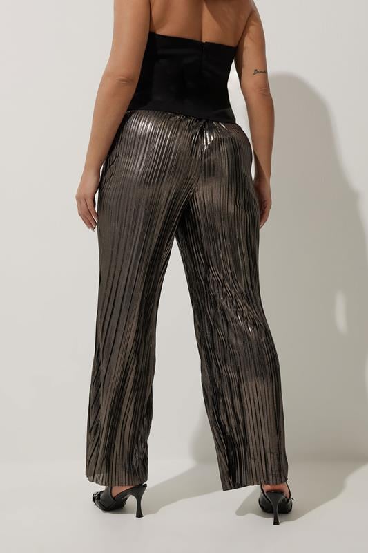 Evans LIMITED COLLECTION Curve Brown Metallic Plisse Trousers