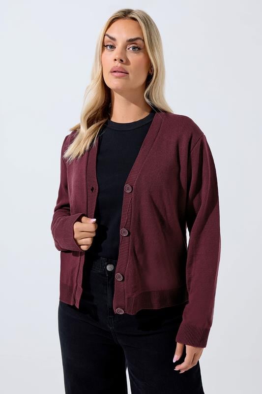 Evans LIMITED COLLECTION Curve Burgundy Red Knitted Cardigan