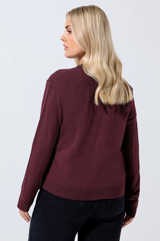 Evans LIMITED COLLECTION Curve Burgundy Red Knitted Cardigan