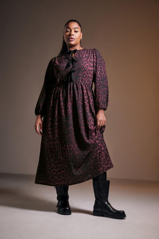 Evans LIMITED COLLECTION Curve Burgundy Red Leopard Print Bow Dress