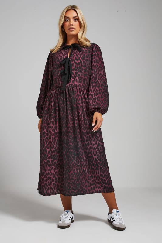 evans LIMITED COLLECTION Curve Burgundy Red Leopard Print Bow Dress