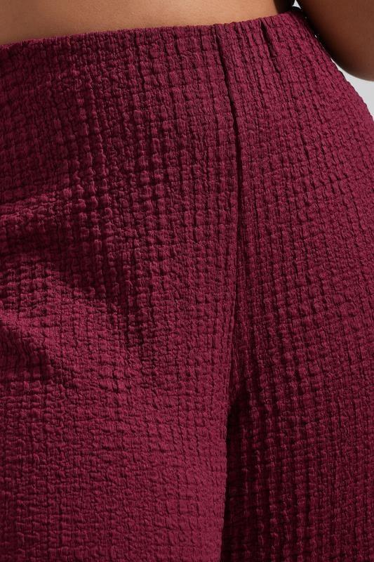 Evans LIMITED COLLECTION Curve Burgundy Red Textured Wide Leg Trousers