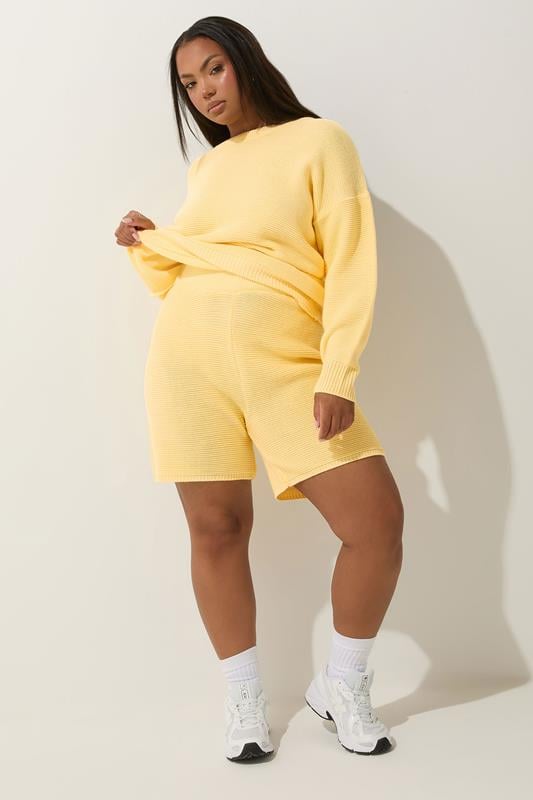 Evans LIMITED COLLECTION Curve Butter Yellow Knitted Shorts