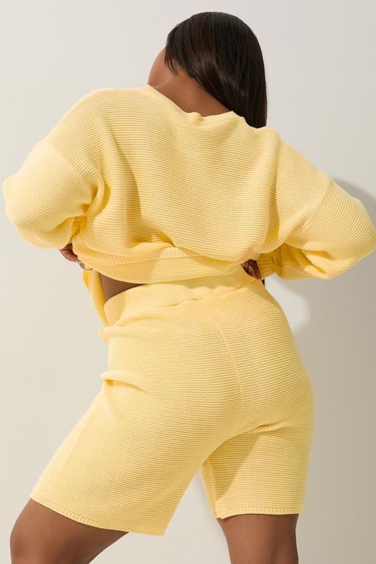 Evans LIMITED COLLECTION Curve Butter Yellow Knitted Shorts