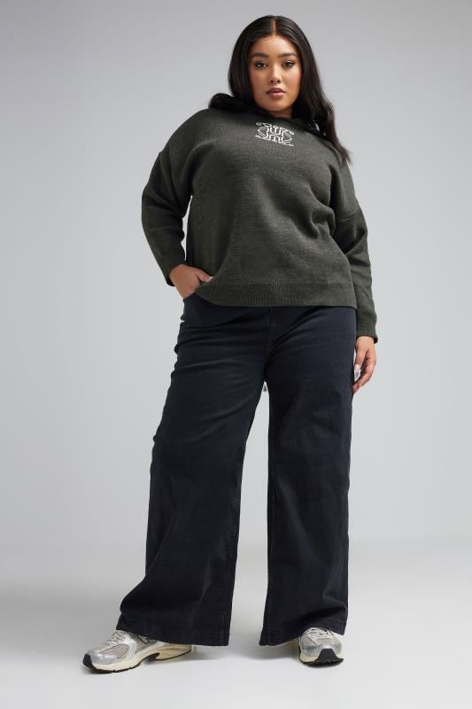 Evans LIMITED COLLECTION Curve Charcoal Grey Knitted Hoodie