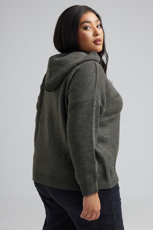 Evans LIMITED COLLECTION Curve Charcoal Grey Knitted Hoodie