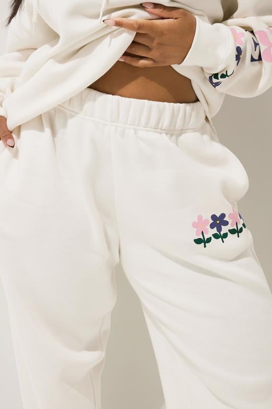 Evans LIMITED COLLECTION Curve Cream Floral Graphic Cuffed Joggers