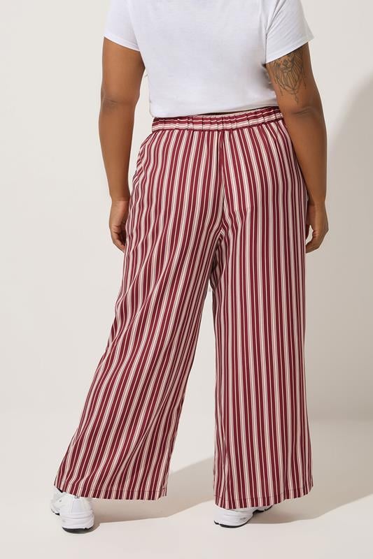 Evans LIMITED COLLECTION Curve Dark Pink Stripe Boxer Waist Trousers