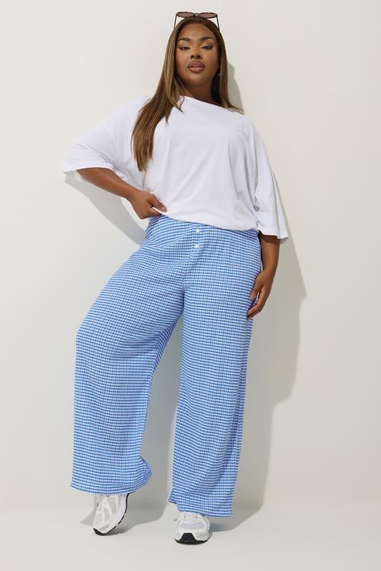evans LIMITED COLLECTION Curve Gingham Button Front Trousers