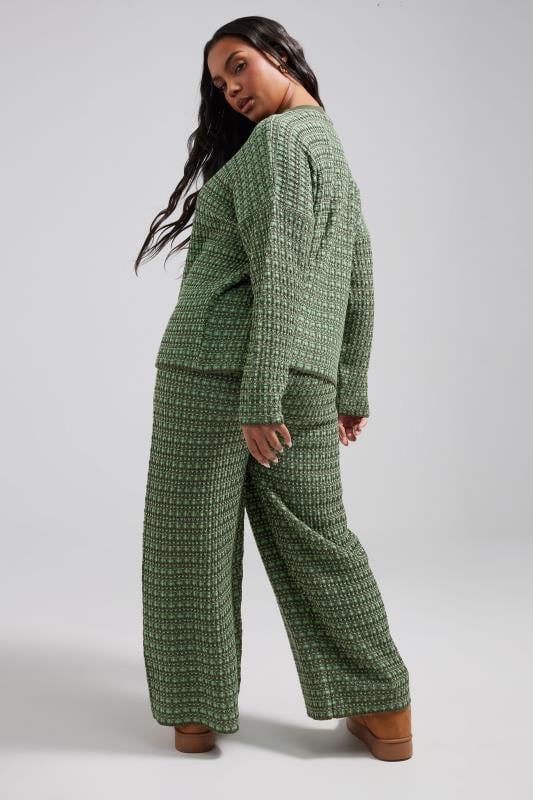 Evans LIMITED COLLECTION Curve Green Boucle Wide Leg Trousers