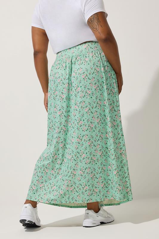 Evans LIMITED COLLECTION Curve Green Ditsy Floral Maxi Skirt