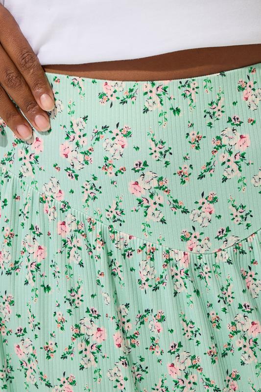 Evans LIMITED COLLECTION Curve Green Ditsy Floral Maxi Skirt