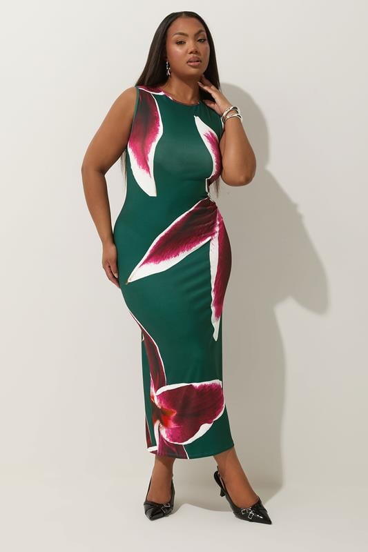 Evans LIMITED COLLECTION Curve Green Floral Print Maxi Dress