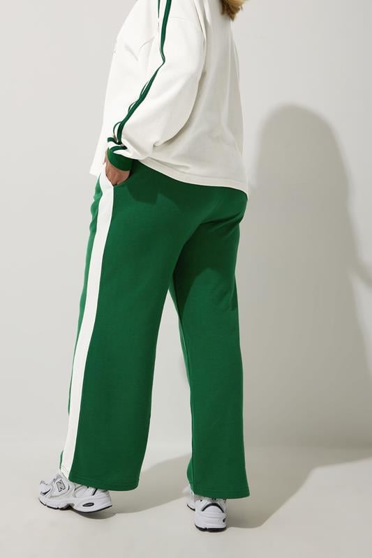 Evans LIMITED COLLECTION Curve Green Side Stripe Wide Leg Joggers