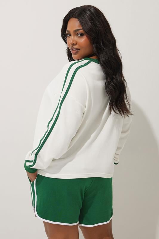 Evans LIMITED COLLECTION Curve Green Sporty Contrast Trim Shorts