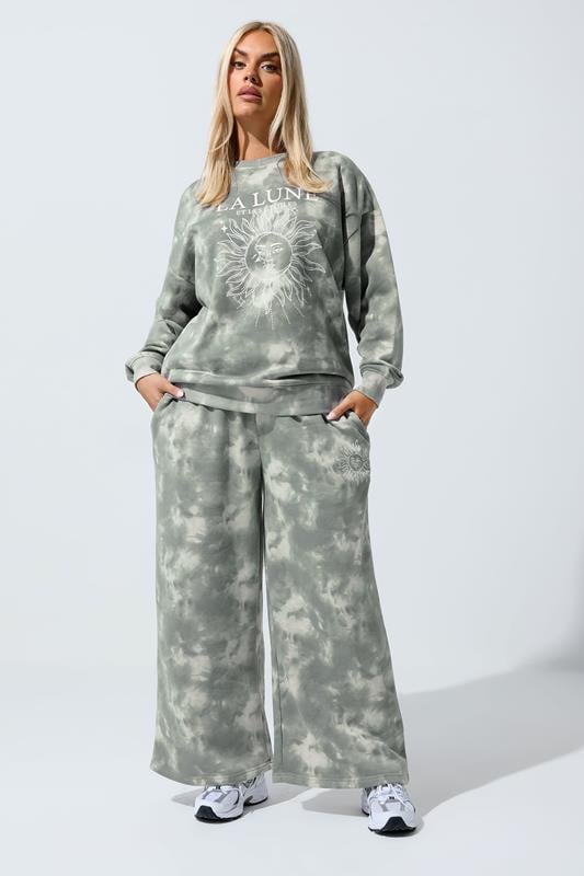 Evans LIMITED COLLECTION Curve Grey Graphic Tie Dye Joggers