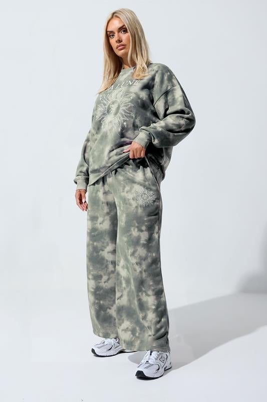 evans LIMITED COLLECTION Curve Grey Graphic Tie Dye Joggers