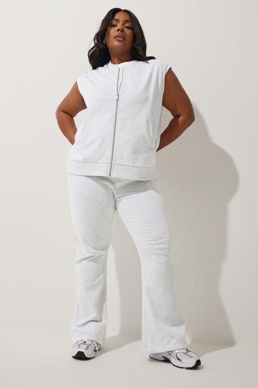 Evans LIMITED COLLECTION Curve Grey Sleeveless Jersey Bomber Jacket