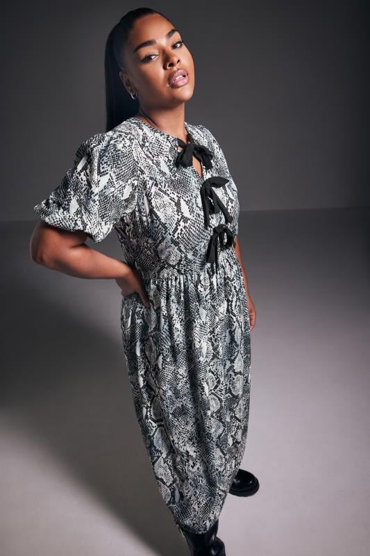 Evans LIMITED COLLECTION Curve Grey Snake Print Bow Dress
