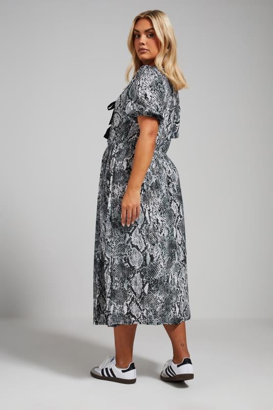 Evans LIMITED COLLECTION Curve Grey Snake Print Bow Dress