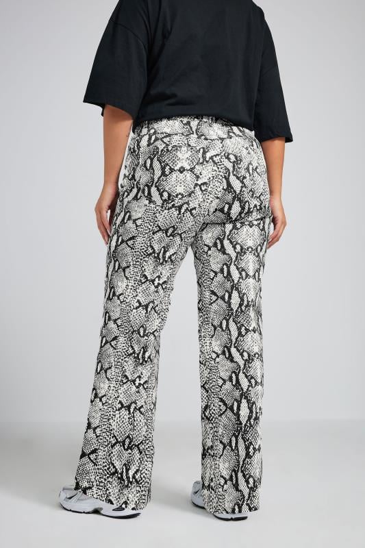 Evans LIMITED COLLECTION Curve Grey Snake Print Wide Leg Jeans
