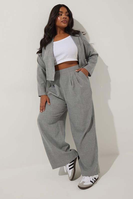 evans LIMITED COLLECTION Curve Grey Wide Leg Trousers