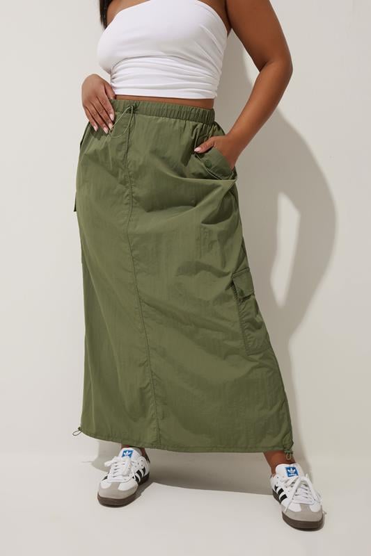 Evans LIMITED COLLECTION Curve Khaki Green Cargo Maxi Skirt