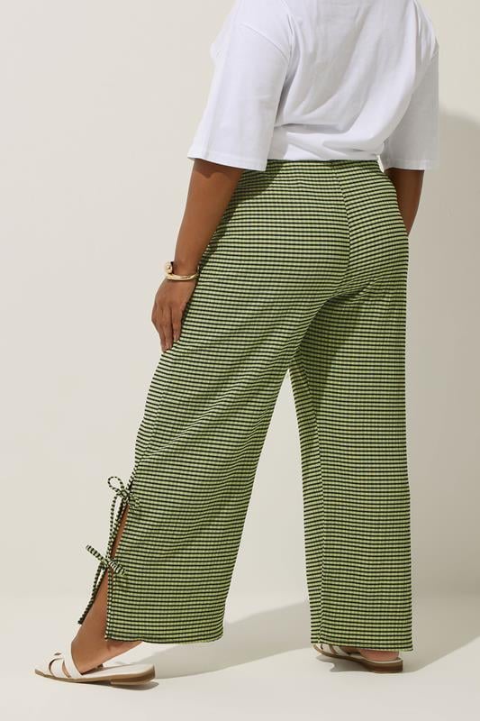 Evans LIMITED COLLECTION Curve Khaki Green Gingham Tie Side Trousers