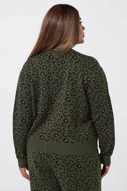 Evans LIMITED COLLECTION Curve Khaki Green Leopard Print Cardigan