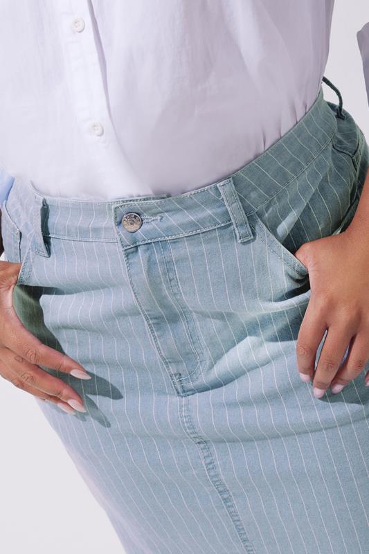 Evans LIMITED COLLECTION Curve Light Blue Pinstripe Denim Mini Skirt