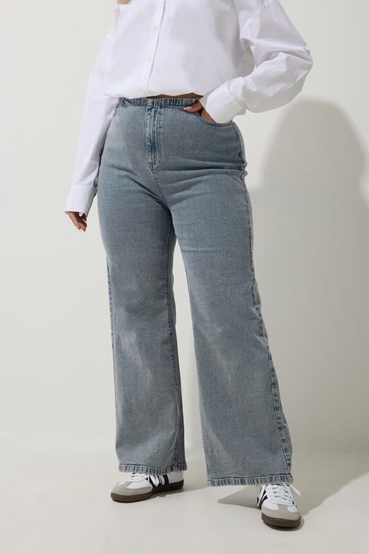 Evans LIMITED COLLECTION Curve Light Blue Wide Leg Denim Jeans