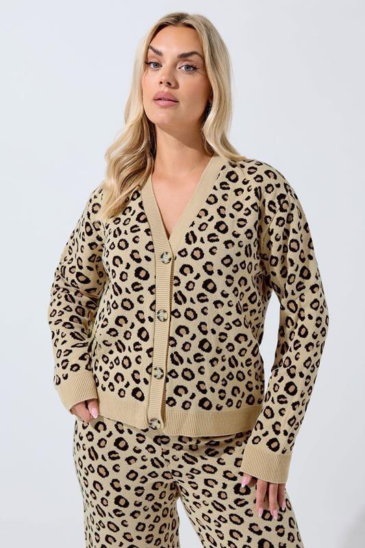 evans LIMITED COLLECTION Curve Natural Brown Leopard Print Cardigan