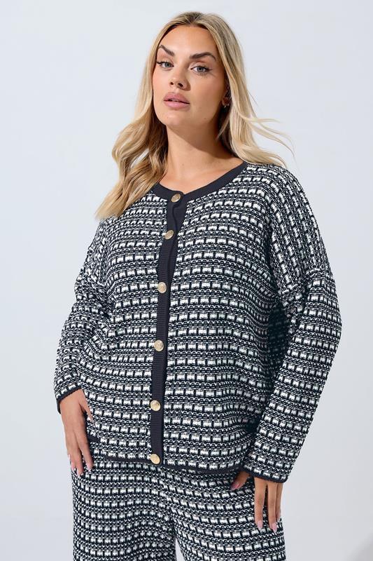 evans LIMITED COLLECTION Curve Navy Blue Boucle Cardigan