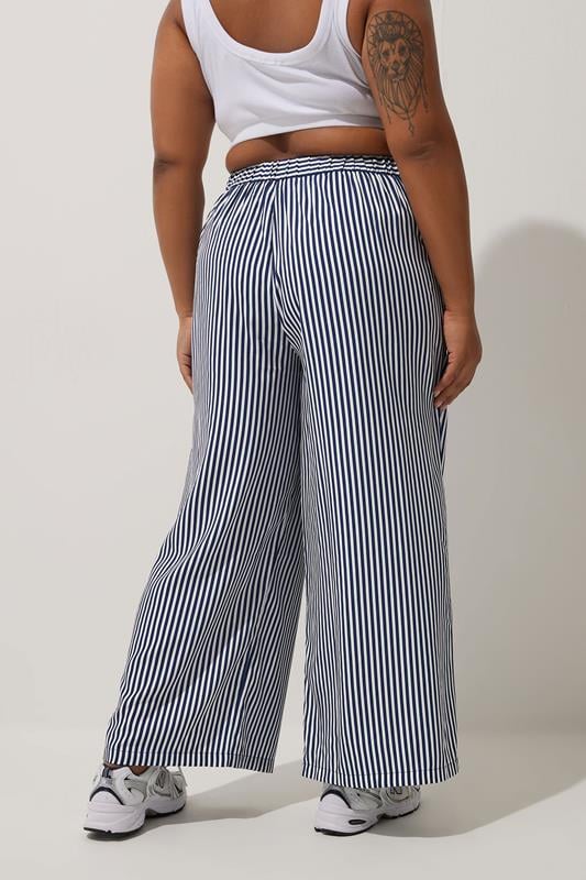 Evans LIMITED COLLECTION Curve Navy Blue Stripe Boxer Waist Trousers