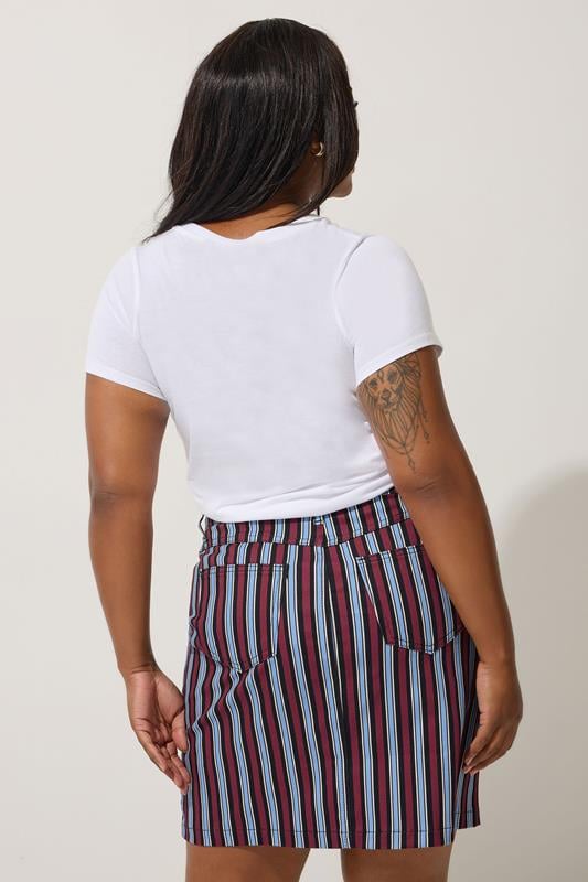 Evans LIMITED COLLECTION Curve Navy Blue Stripe Denim Mini Skirt