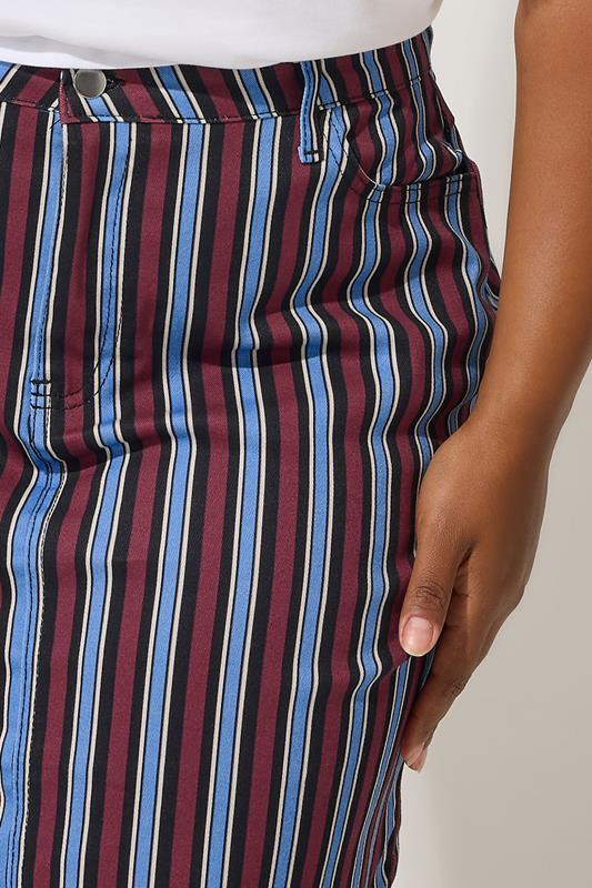 Evans LIMITED COLLECTION Curve Navy Blue Stripe Denim Mini Skirt