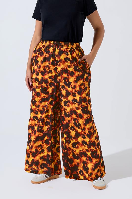 Evans LIMITED COLLECTION Curve Orange Tortoise Shell Wide Leg Trousers