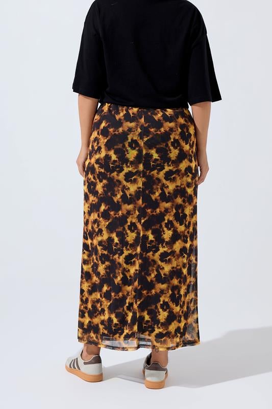 Evans LIMITED COLLECTION Curve Orange Tortoiseshell Mesh Skirt